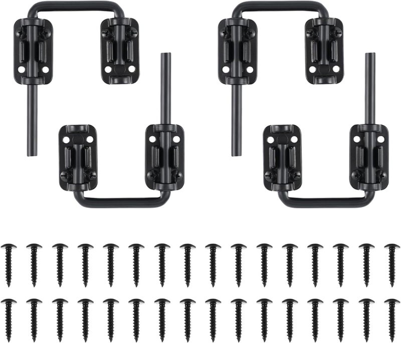 SUMBIN Sliding Door Loop Lock, Child Safe & Home Security, for Patio French Door Matt Black Finish (4 Packs) - Image 1